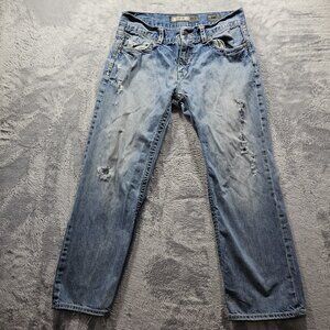 BKE Justin Jeans Mens 34S (33x28) Distressed Straight Leg Relaxed Fit